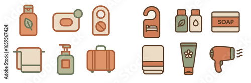 Illustration of personal care items and toiletries in soft colors