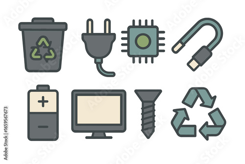 Recyclable technology icons in vector illustration format