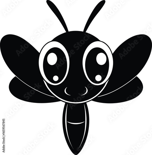 Vector illustration of a smiling black fly