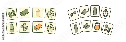 Fitness equipment and accessories for a workout routine