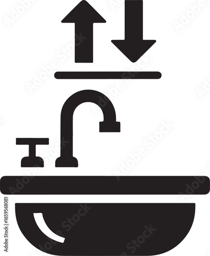 Sink Icon – Water Tap, Plumbing, Wash Basin, Bathroom, Kitchen Utility Symbol