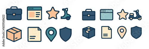 Vector icons of business and delivery for microstock use