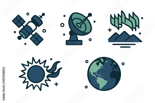 Vector illustration of space elements and Earth