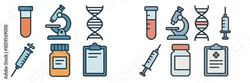 Lab tools and equipment for medical research illustration