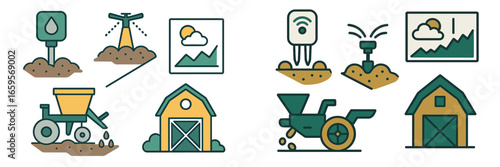 Agricultural technology and farming equipment vector illustration