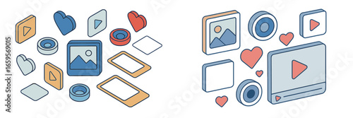 Shapes for digital media illustration design elements