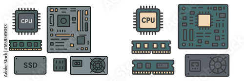 Vector illustration of isolated computer components