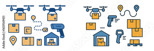 Vector illustration of logistics and delivery technology elements