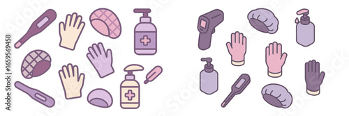Vector illustration of medical supplies for personal care and hygiene