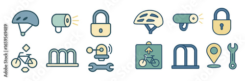 Vector illustration of cycling safety equipment and features