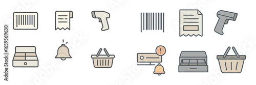 Vector illustration of retail shopping and checkout items