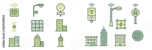 Vector illustration of urban infrastructure and smart city elements