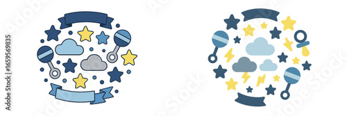 Colorful vector illustration of playful baby themes in design