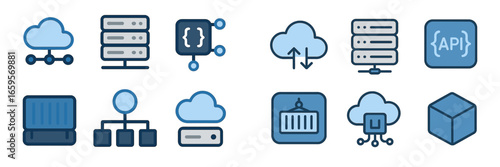 Vector illustration of cloud computing icons in a modern design