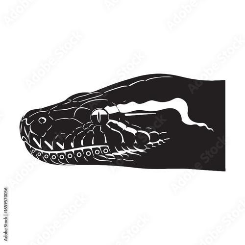 Detailed Python Silhouette Highlighting Constricting Ability – Python Vector Artwork – Python Illustration – Silhouette of Python – Snake Silhouette