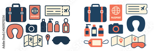 Travel essentials vector illustration for wanderlust and adventures
