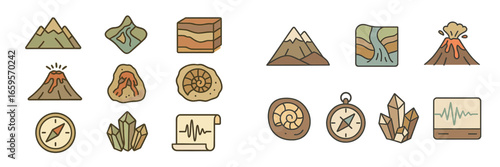 Explore geological wonders through vector illustrations of landscapes