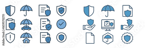 Collection of vector security icons for safety and protection concepts