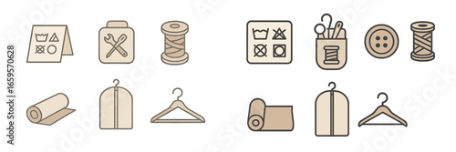 Vector illustration of sewing icons and tools for crafting enthusiasts