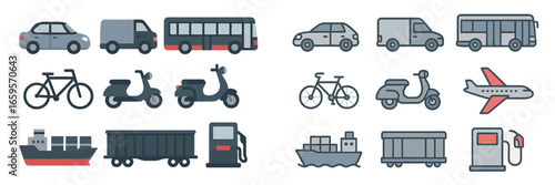 Diverse range of transportation methods in vector format