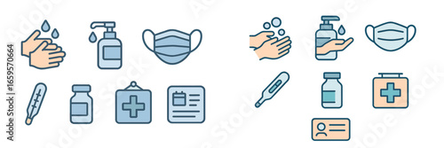 Health and safety icons for hygiene and medical awareness