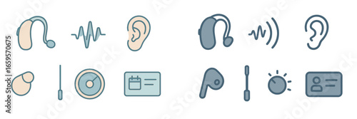 Vector illustration of audio and hearing symbols for educational use