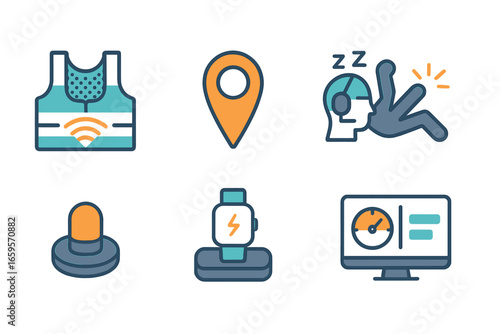 Vector illustration of wearable technology and safety features