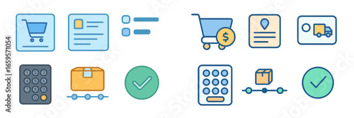 Vector illustration of shopping elements for e-commerce activities