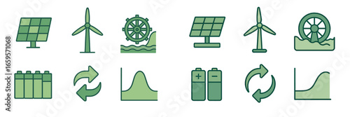 Icons of renewable energy and sustainable technologies