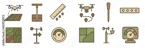 Vector illustration of agricultural technology tools and devices