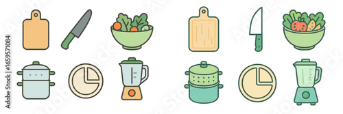 Vector kitchen utensils and food prep tools collection