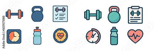 Fitness icons for workout tracking and healthy lifestyle activities