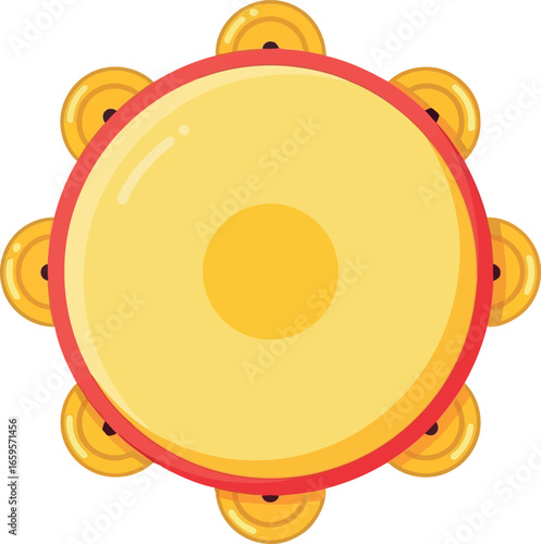 Vibrant tambourine musical instrument with jingle bells capturing lively rhythm and joyful celebration vector