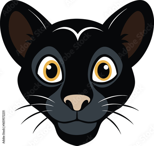 Black cartoon cat face vector