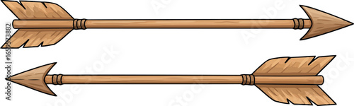 Rustic native american style arrows pointing left and right with fletching detail vector