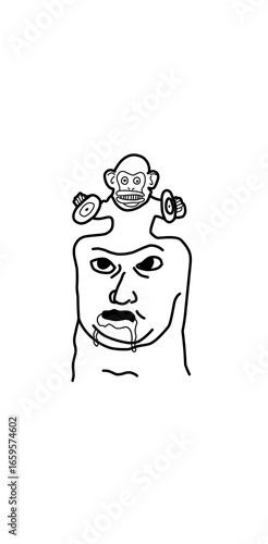 Photography dumb mind wojak illustration white background