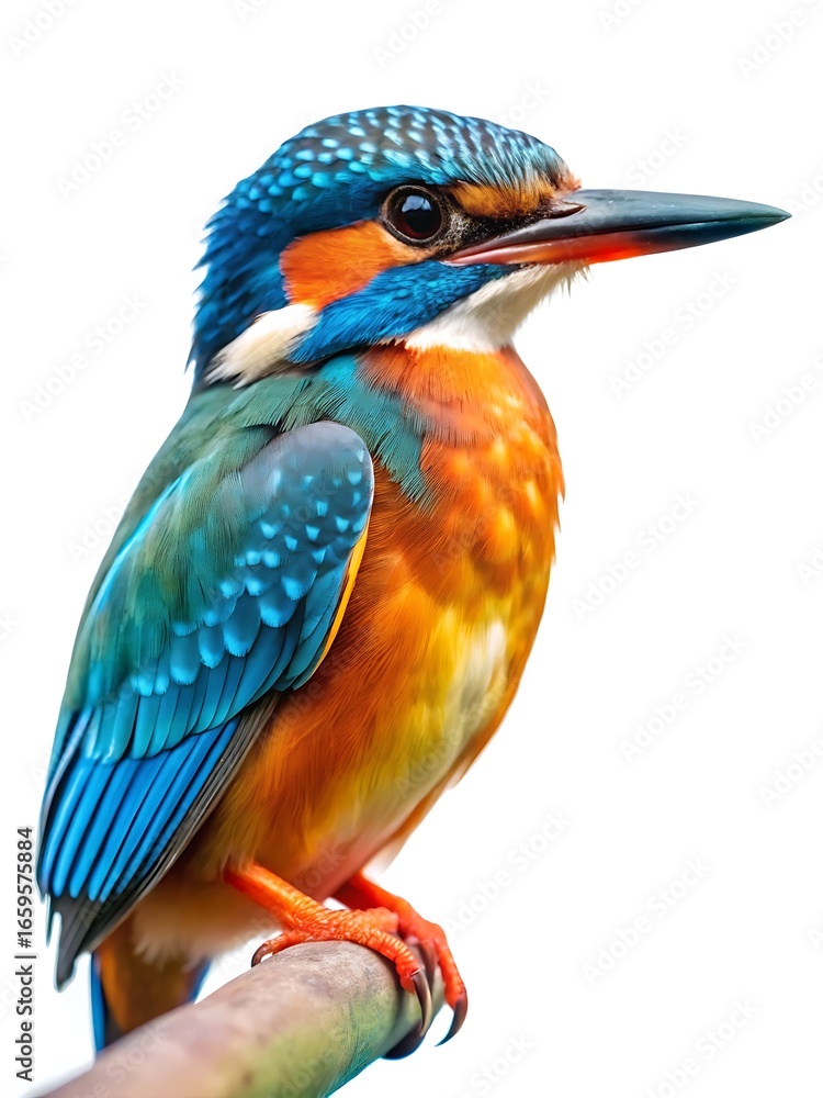 Fototapeta premium Blue and orange bird is perched on a branch