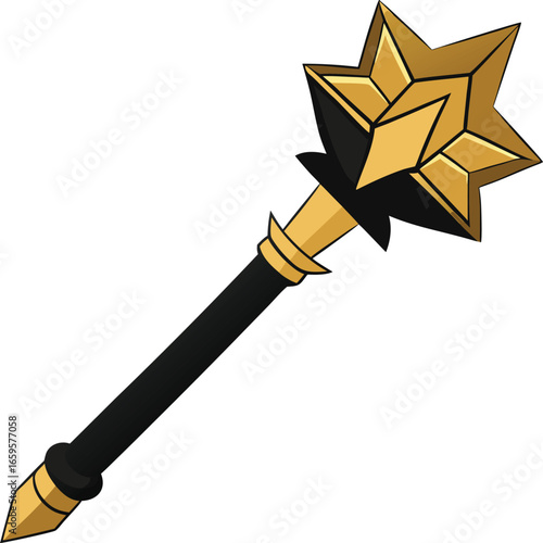 Golden star mace vector