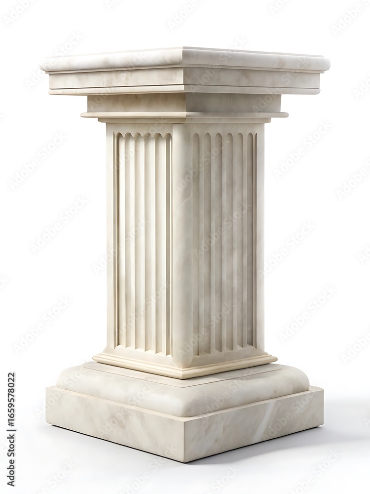Obraz premium White marble column with a square base