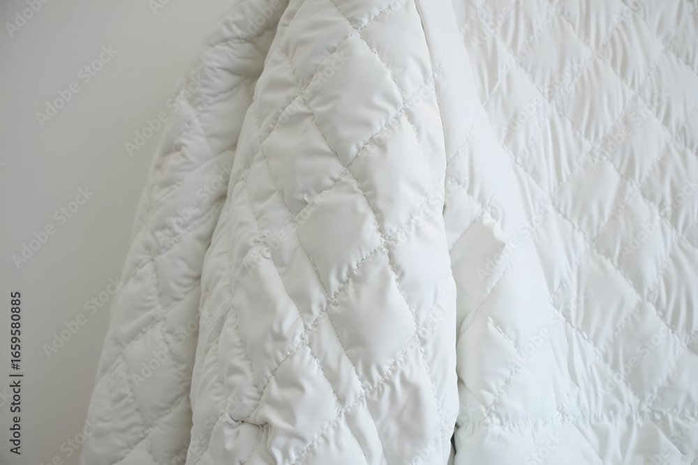 Fototapeta premium Close-up of White Quilted Fabric Texture Detail