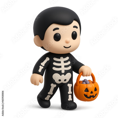 3d little man with pumpkin