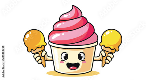 Adorable ice cream character ready to delight kids and add sweetness to your brand with its playful design