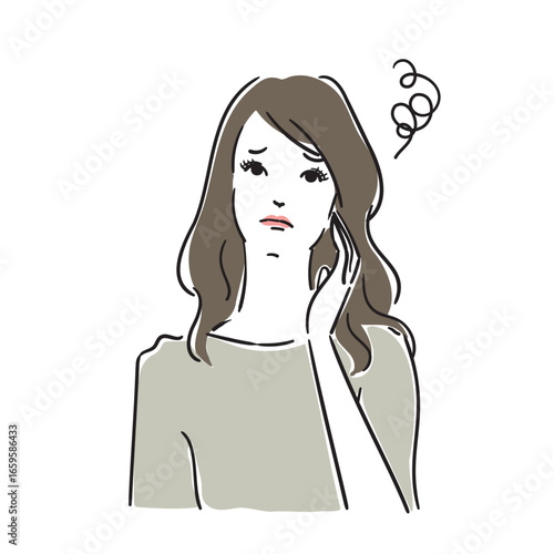 悩んでいる綺麗な女性上半身