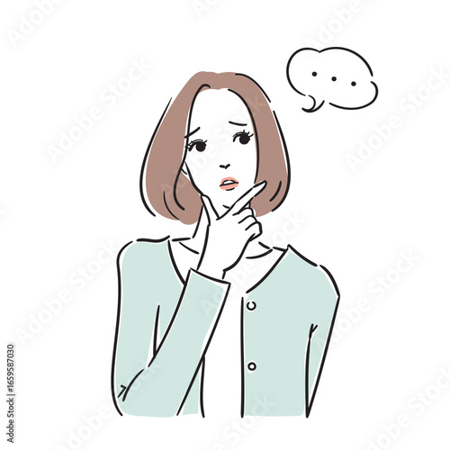 悩んでいる綺麗な女性上半身