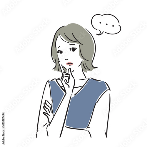 悩んでいる綺麗な女性上半身