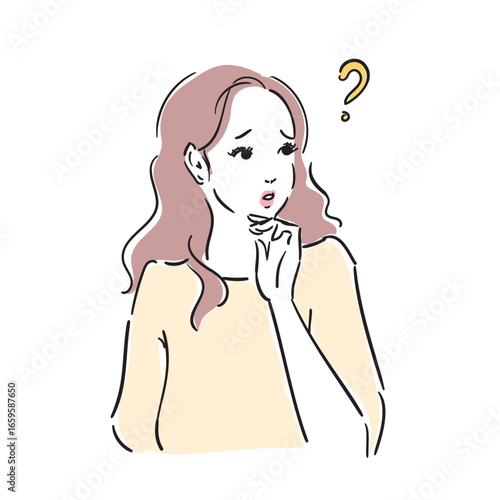 悩んでいる綺麗な女性上半身