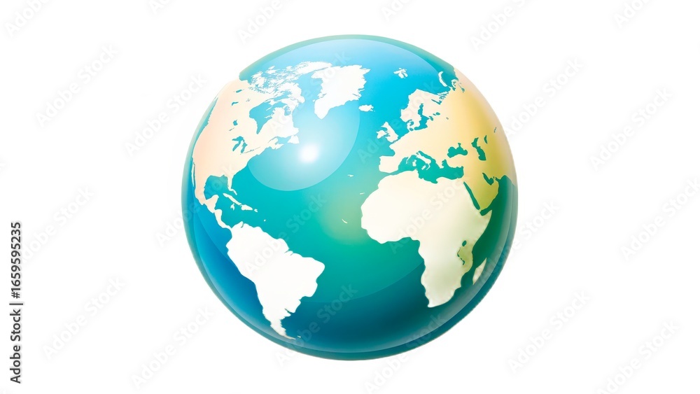 3D globe showcasing continents and oceans with vibrant colors and clear details of Earth's geography 3D globe showcasing continents and oceans with vibrant colors and clear details of Earth's geography