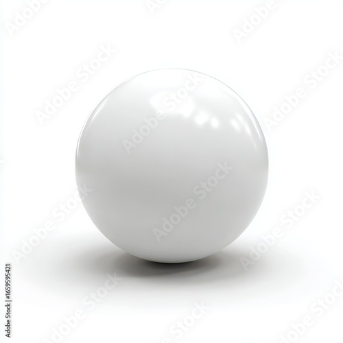 A single white sphere with a subtle shadow isolated on white background
