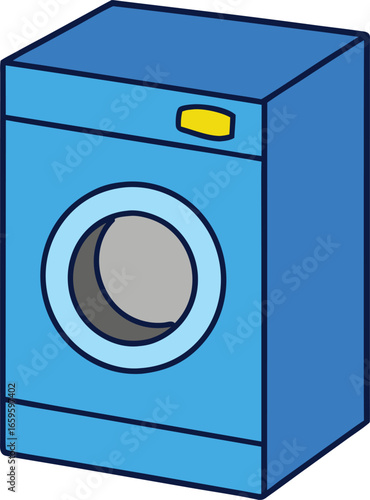 Blue Washing Machine Front on Transparent Background