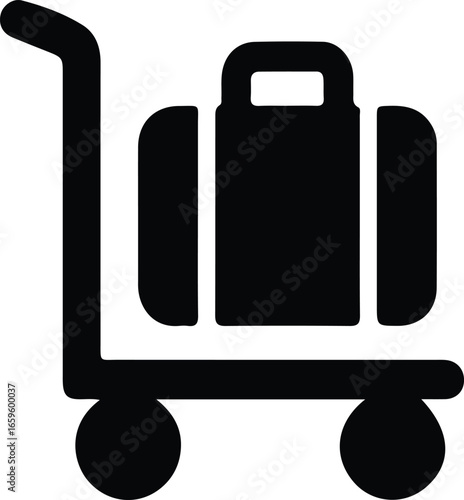 Vector luggage cart carrying suitcase silhouette Illustrator